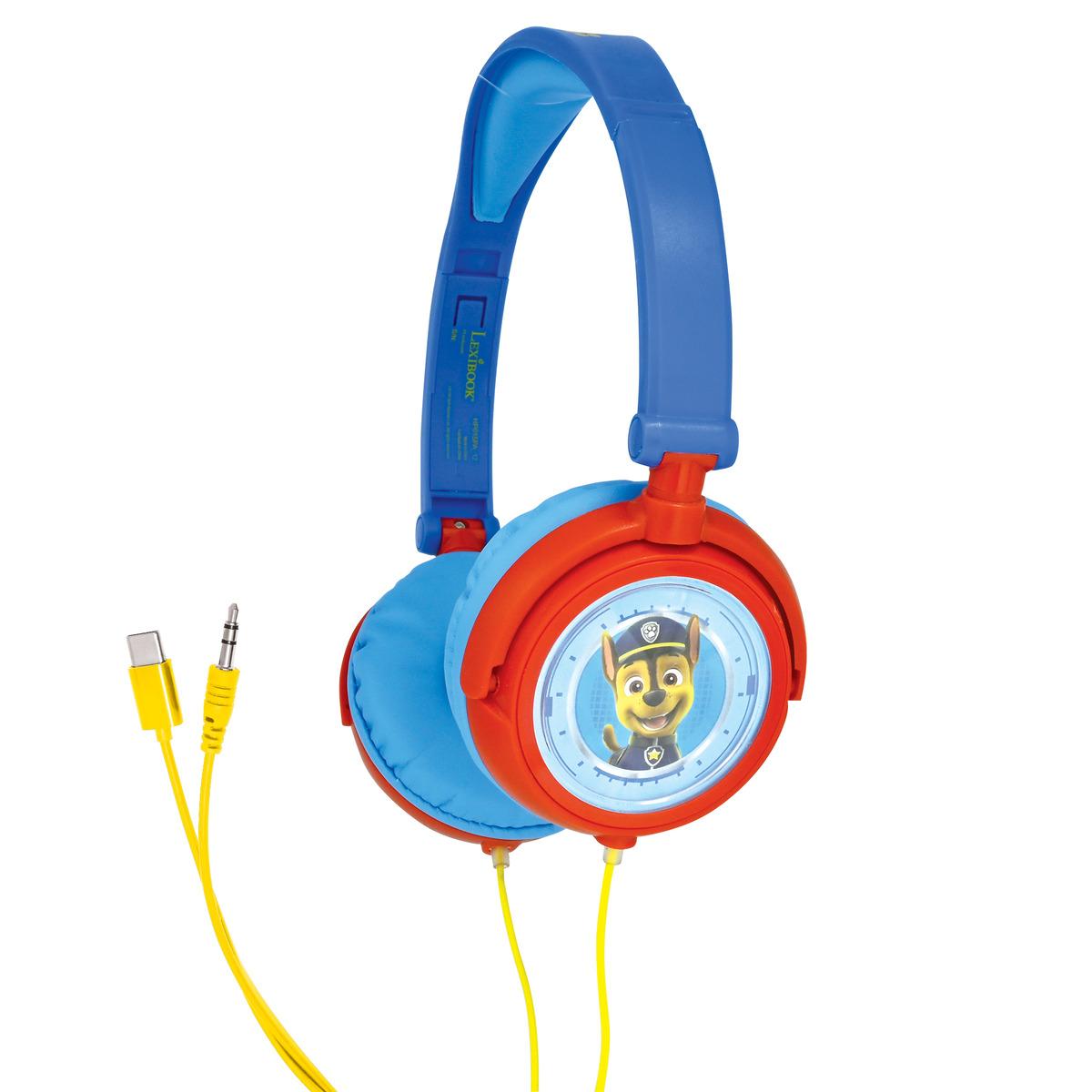 Casque stéréo filaire pliable Pat' Patrouille pour enfants avec limitation de volume d'écoute, LEXIBOOK