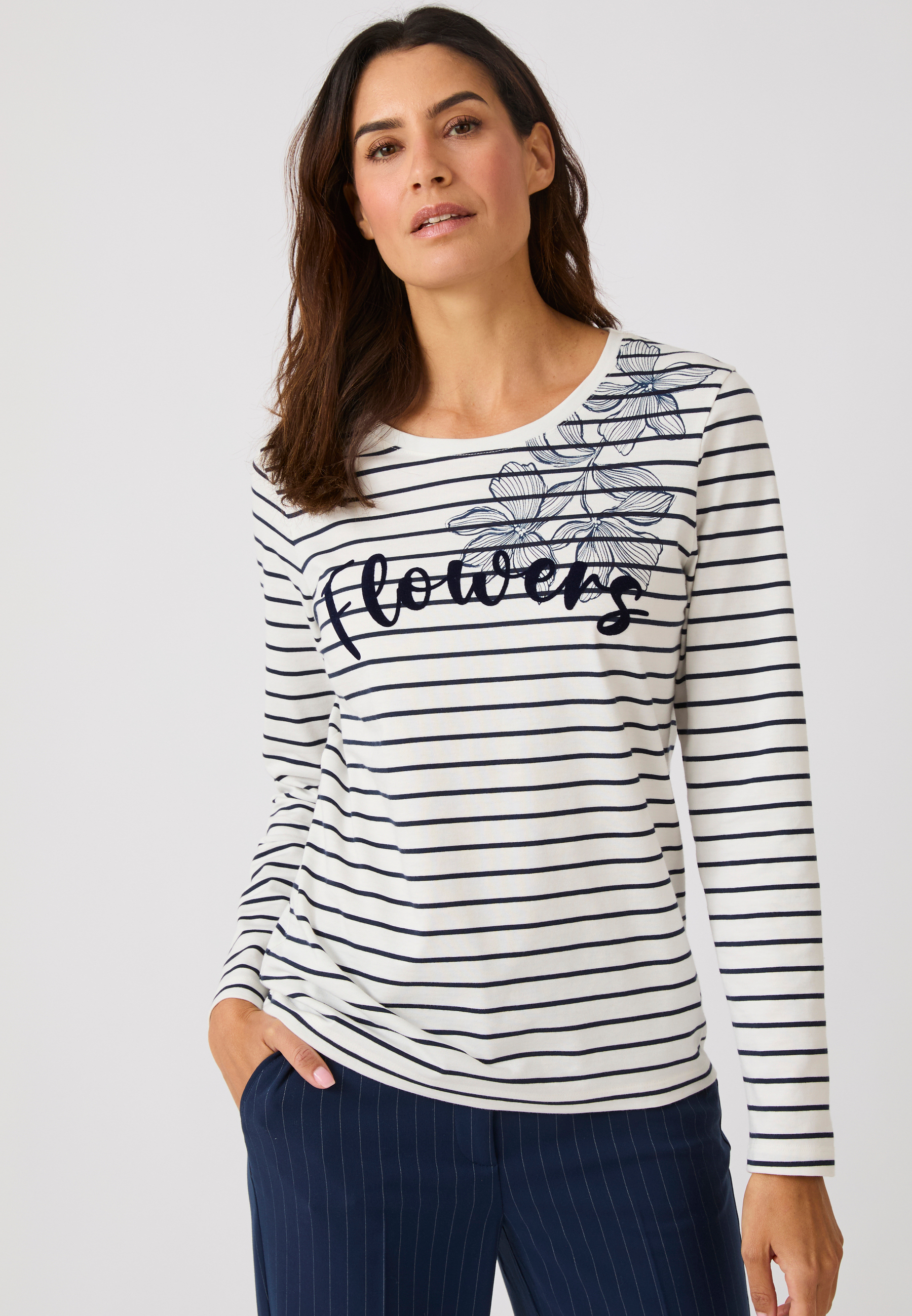 T-shirt marinière imprimé, DAMART