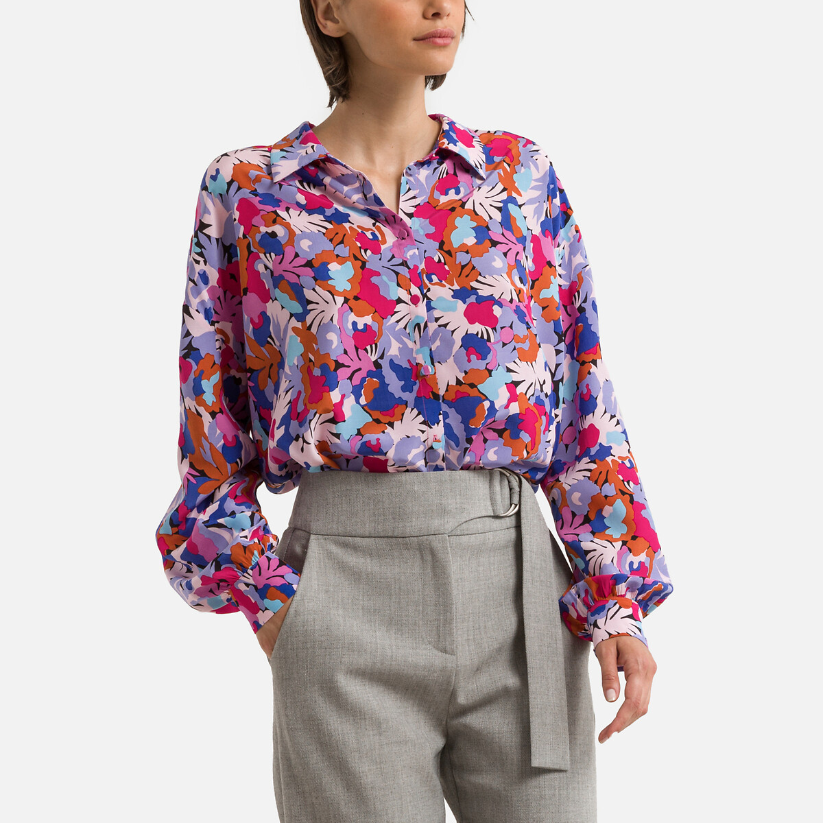 Linda Floral Print Shirt with Long Sleeves