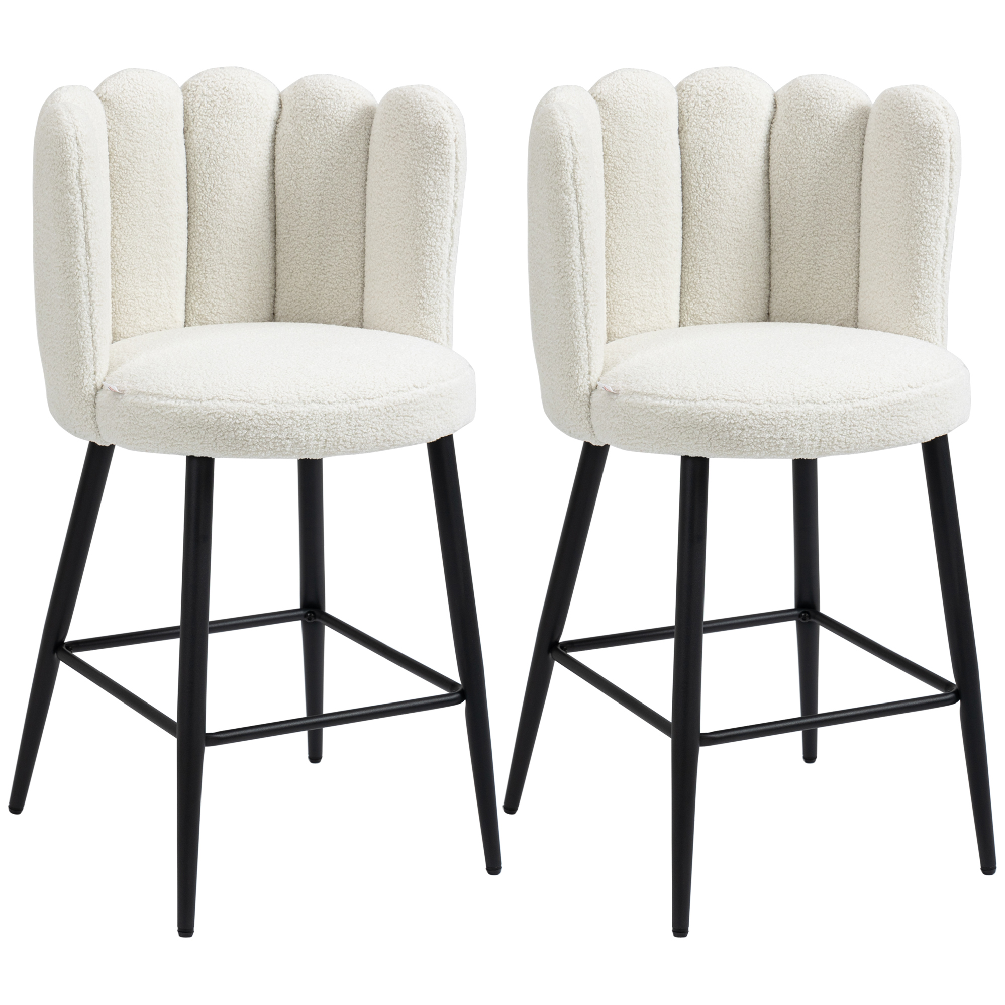 Tabouret de bar Tissu 100% polyester Blanc, HOMCOM