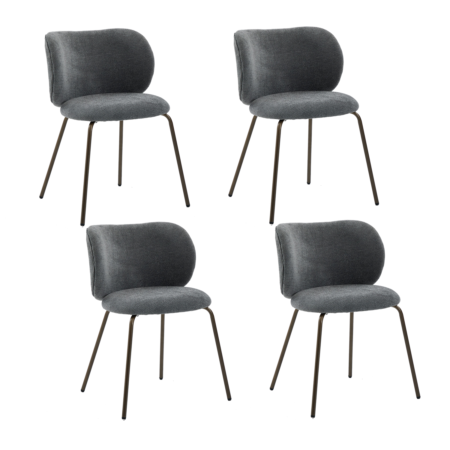 Lot de 4 chaises de salle à manger modernes en chenille tissu, KAROMIC, MEUBLES COSY