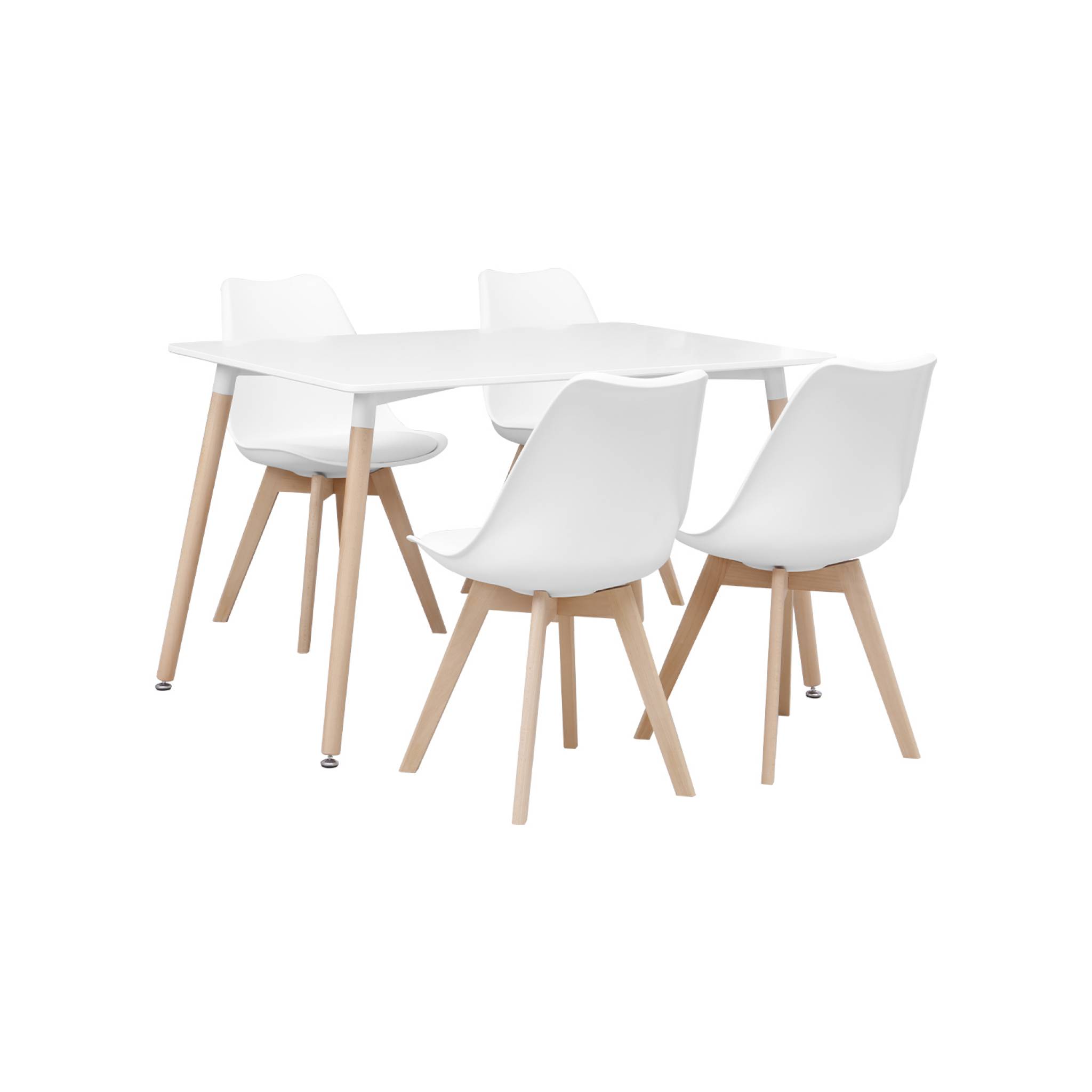 Ensemble table à manger scandinave pieds bois de hêtre 4 chaises HEDVIG 120X80CM, SWEEEK