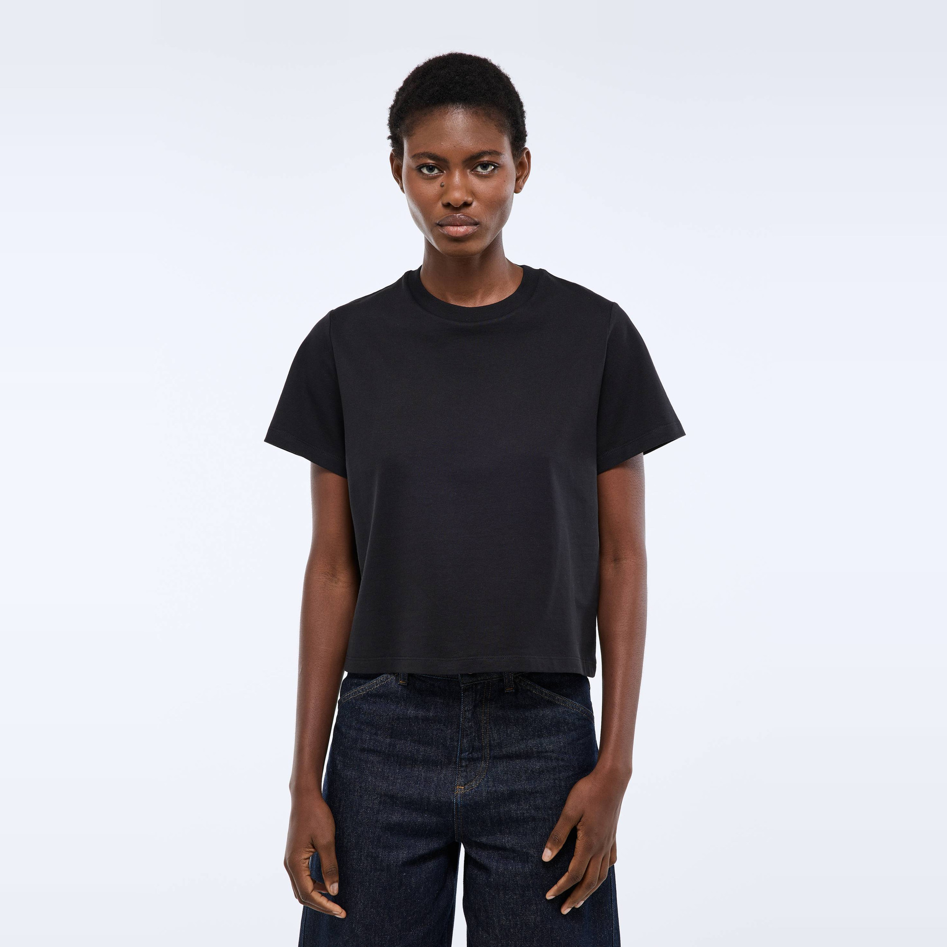 T-shirt manches courtes uni en coton BIO GOTS, MONOPRIX