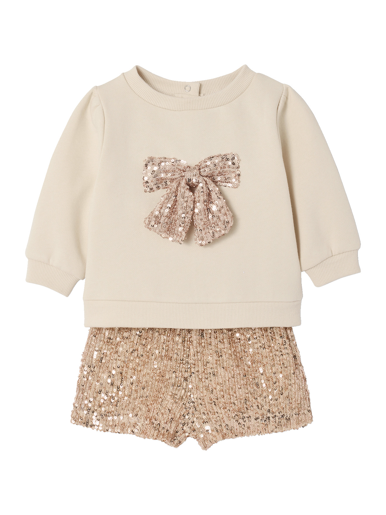 Ensemble bébé noël sweat short à sequins, VERTBAUDET