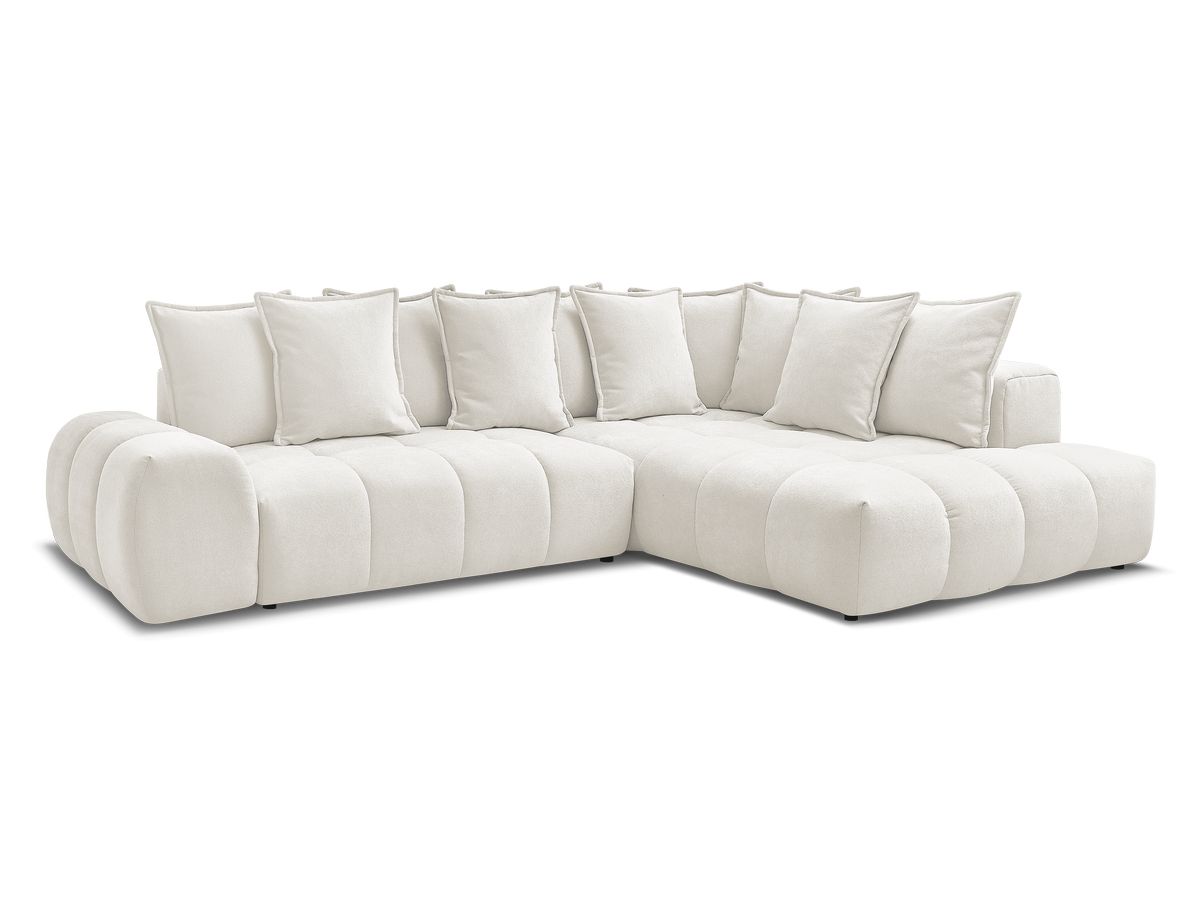 Canapé d'angle convertible 3 places en tissu texturé, EVEREST, BOBOCHIC