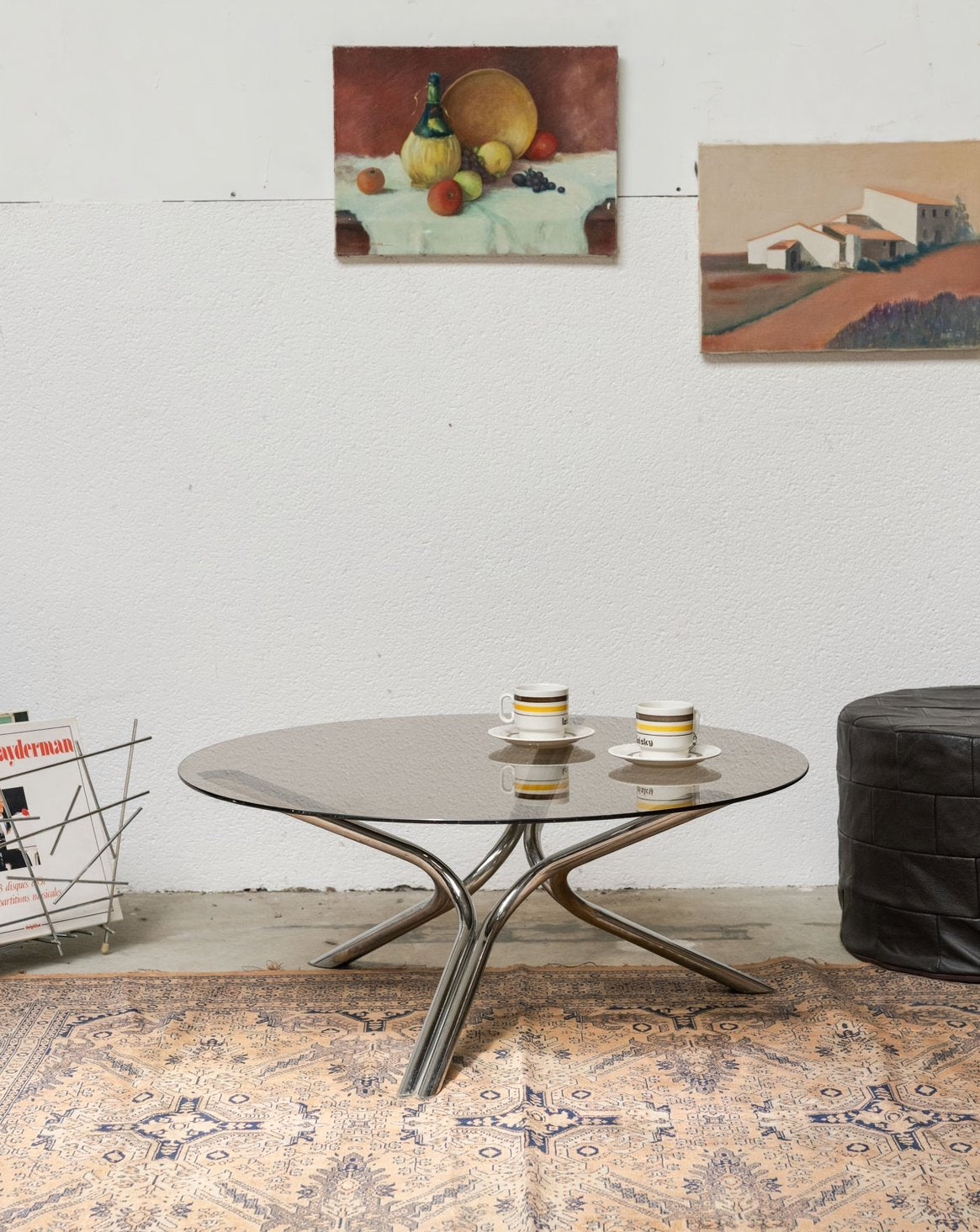 Table basse en verre fumé Donna N°978 - Bon état, DEBONGOUT