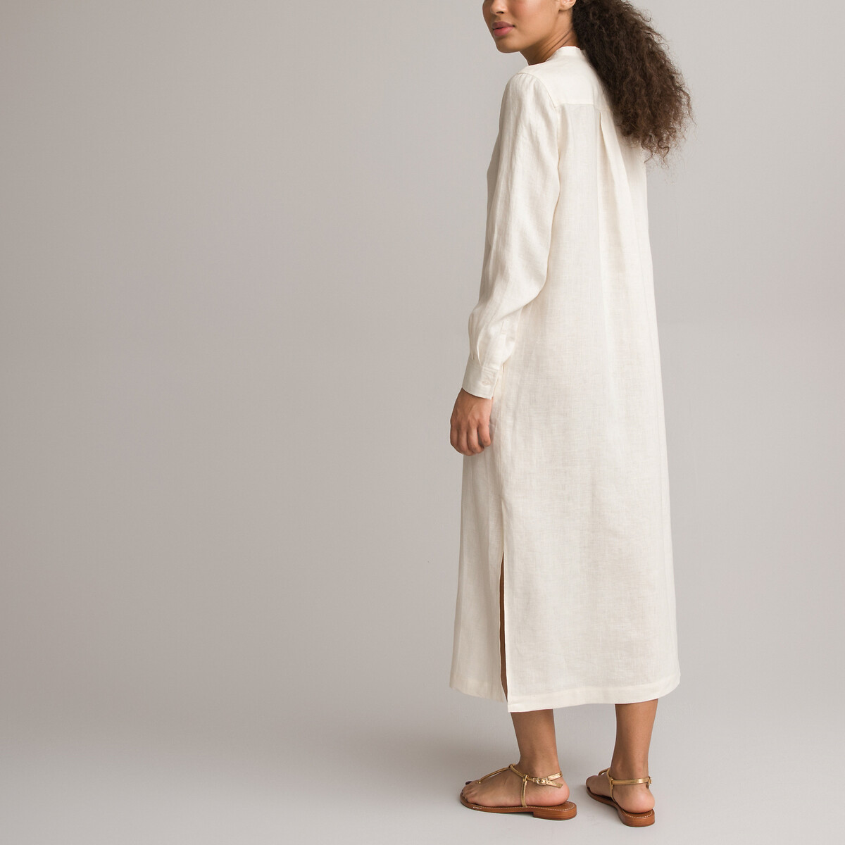 Linen Maxi Dress with Long Sleeves