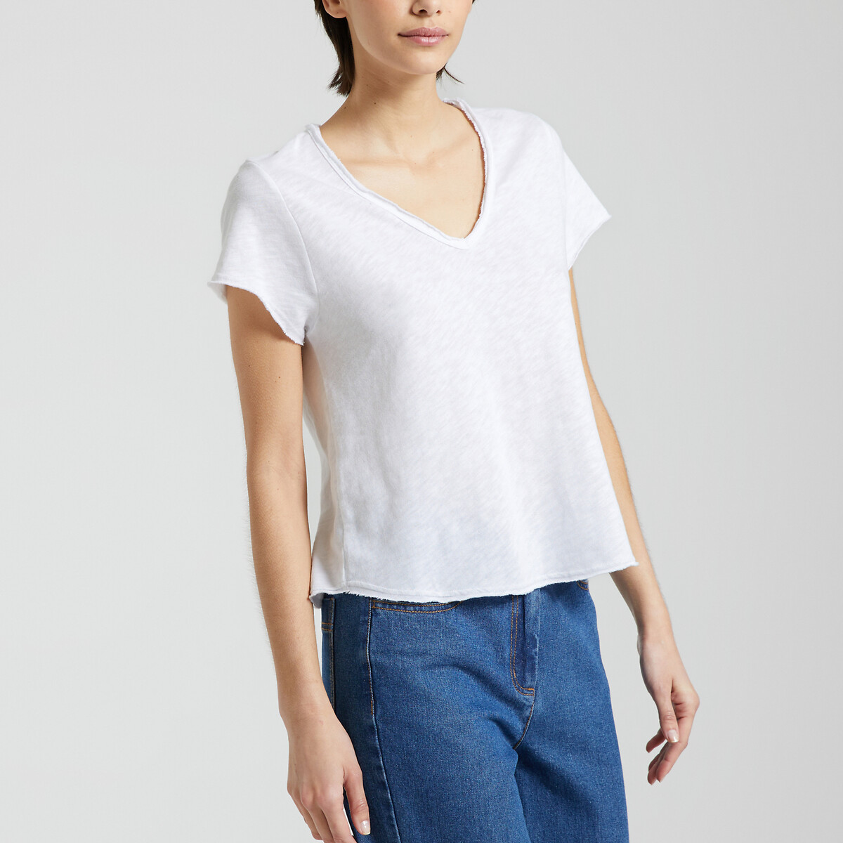 Image of Sonoma Cotton T-Shirt with V-Neck and Short Sleeves