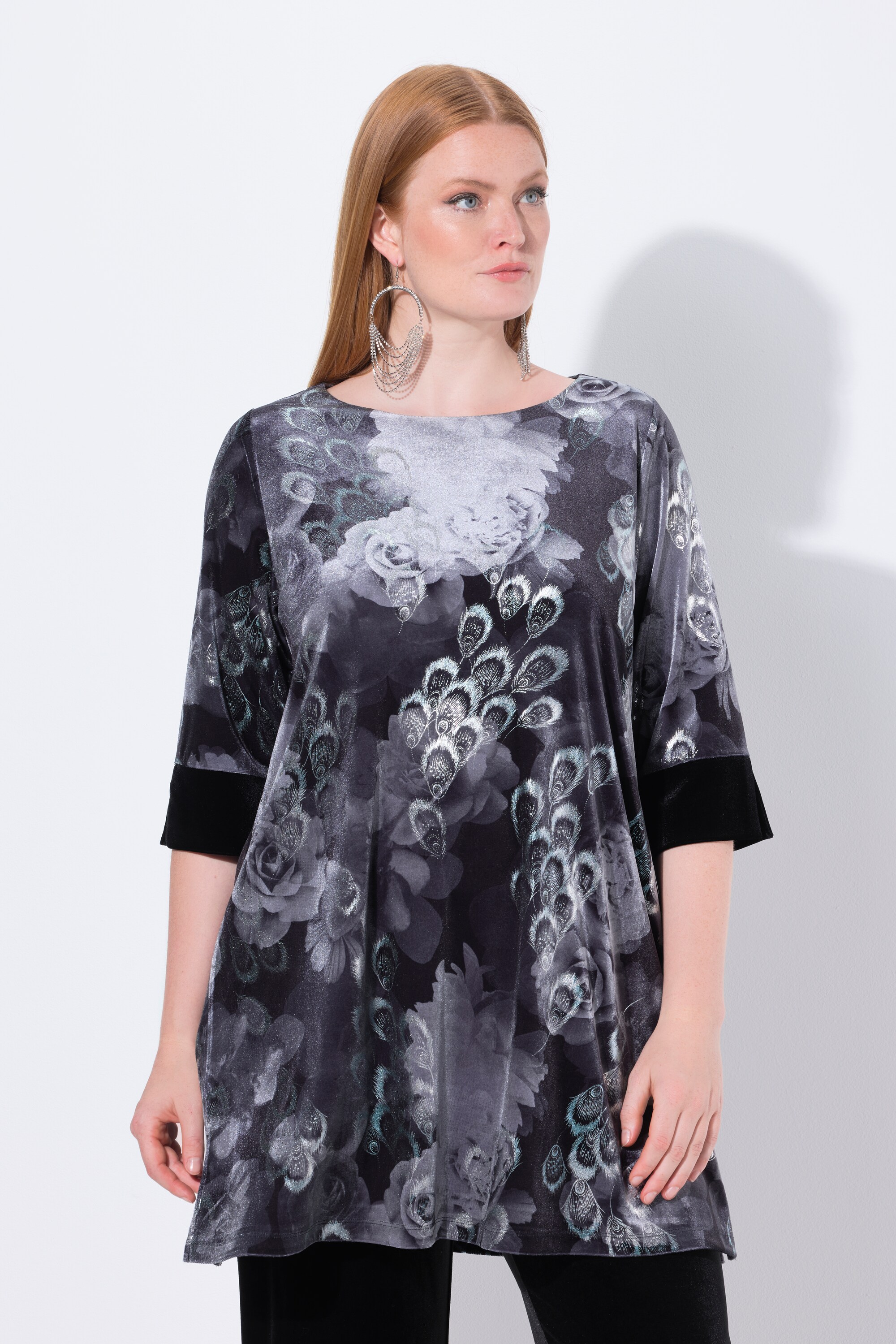Tunique en velours à imprimé all-over., ULLA POPKEN