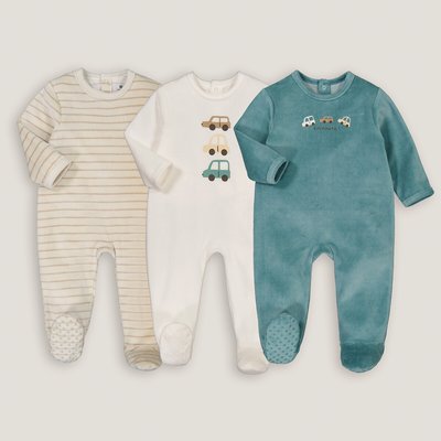 Pack of 3 Sleepsuits in Velour LA REDOUTE COLLECTIONS