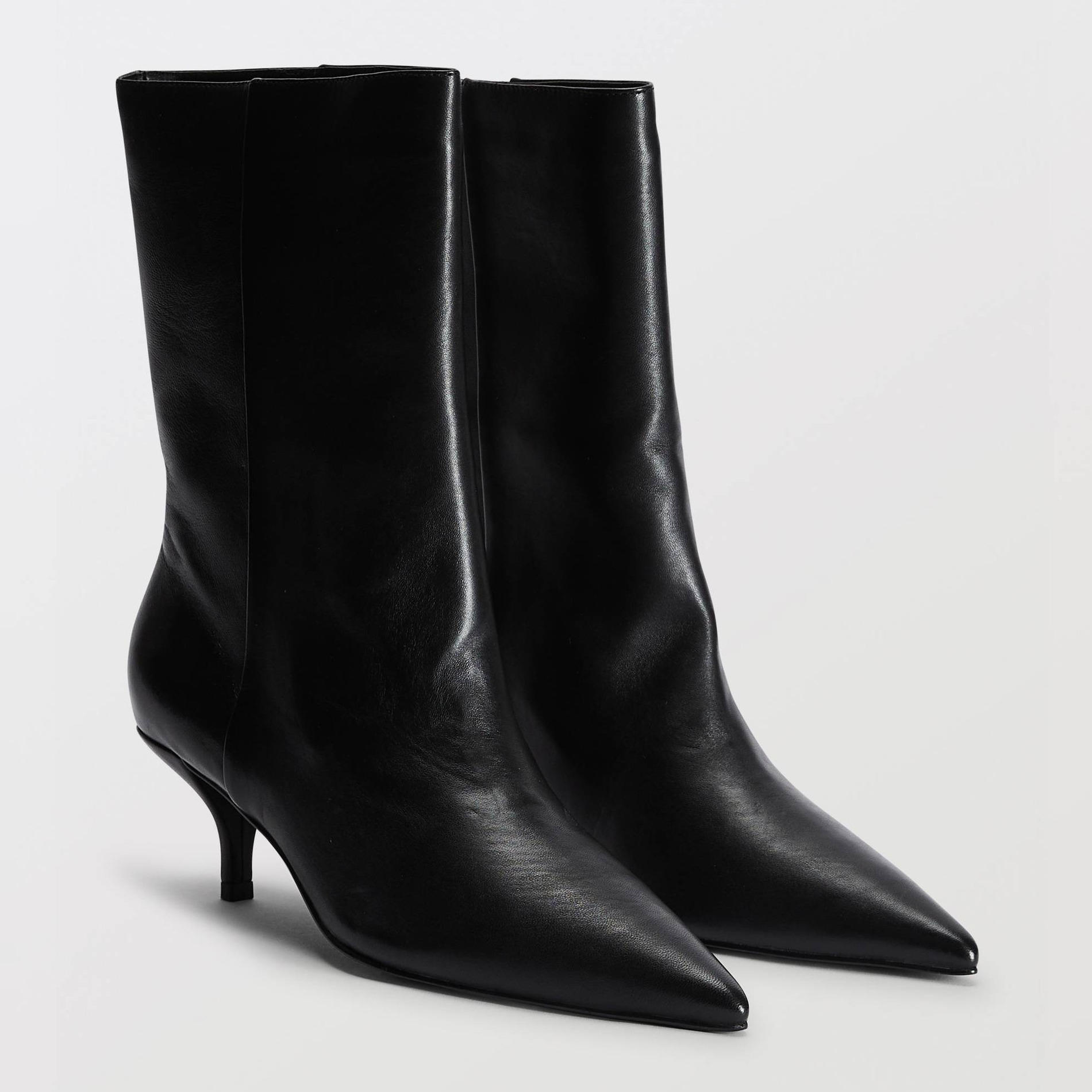 Bottines à talon en cuir, MONOPRIX