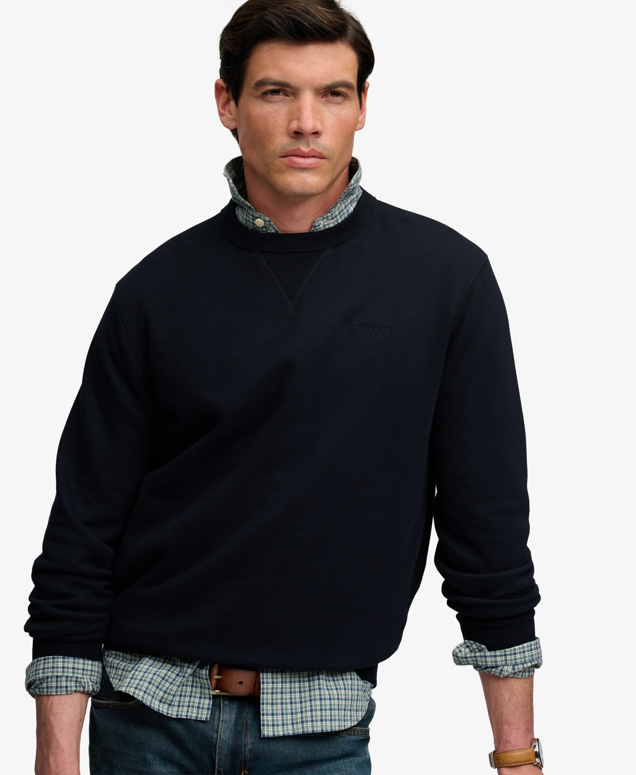 Sweatshirt Essential Stacked Logo Col Rond, SUPERDRY