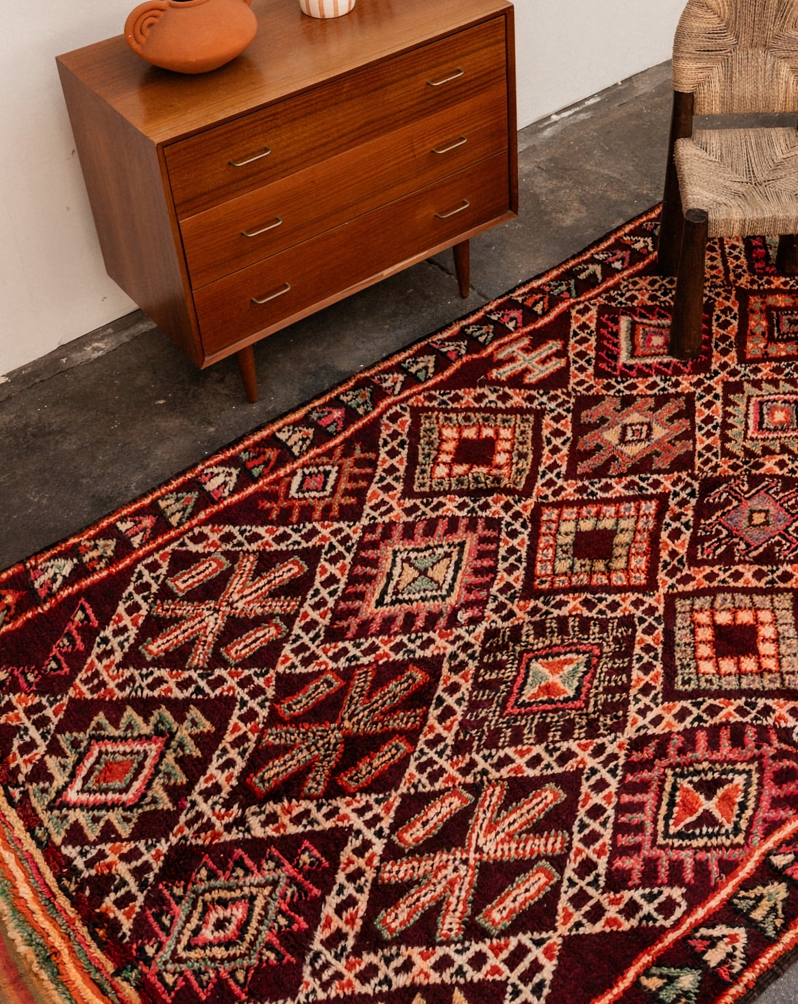 Tapis multicolore en laine Olivier N°16 - Bon état, DEBONGOUT