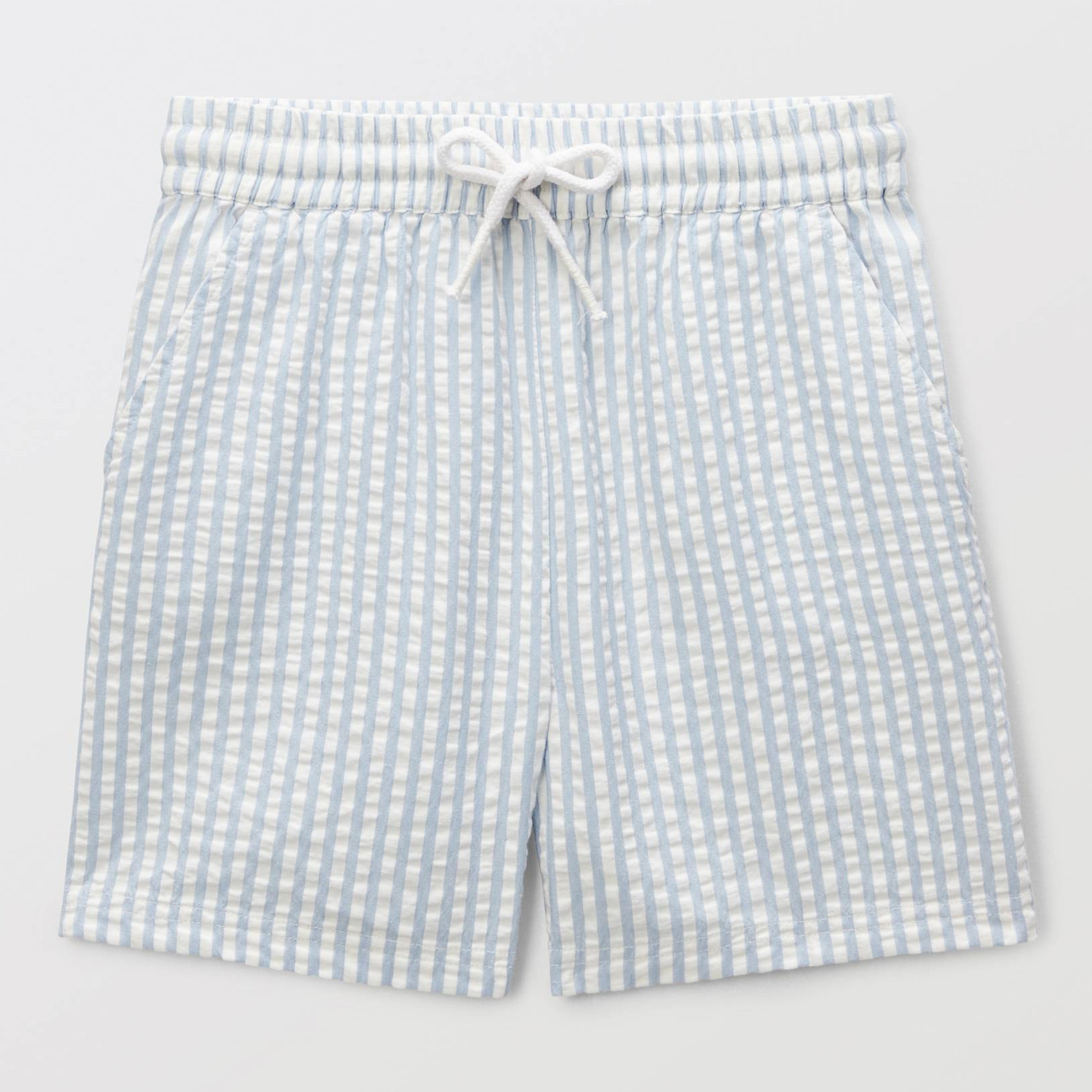 Short élastiqué seersucker rayé en coton BIO GOTS, MONOPRIX