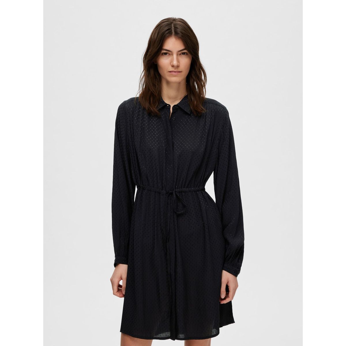 Robe chemise textur noir black Selected Femme La Redoute