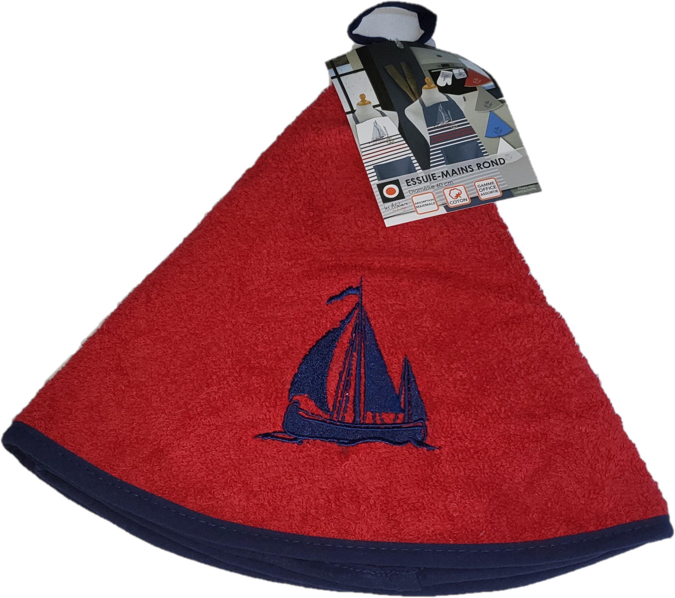 Essuie mains torchon rond brode bateau, EDEN