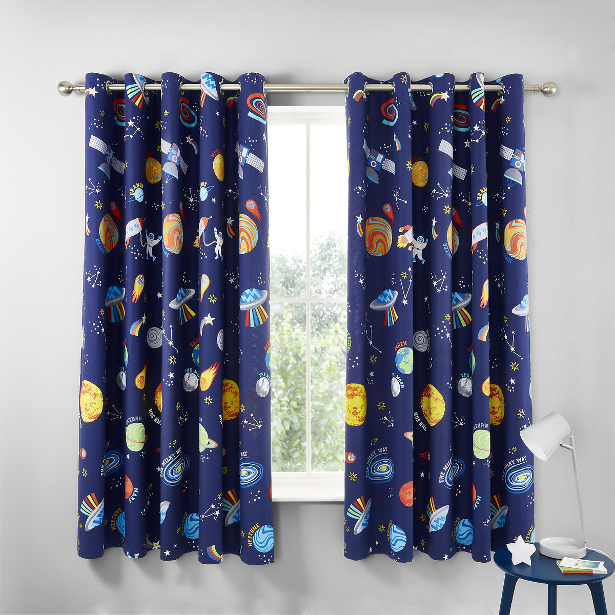 Lost In Space Lined Cotton Eyelet Curtains, CATHERINE LANSFIELD