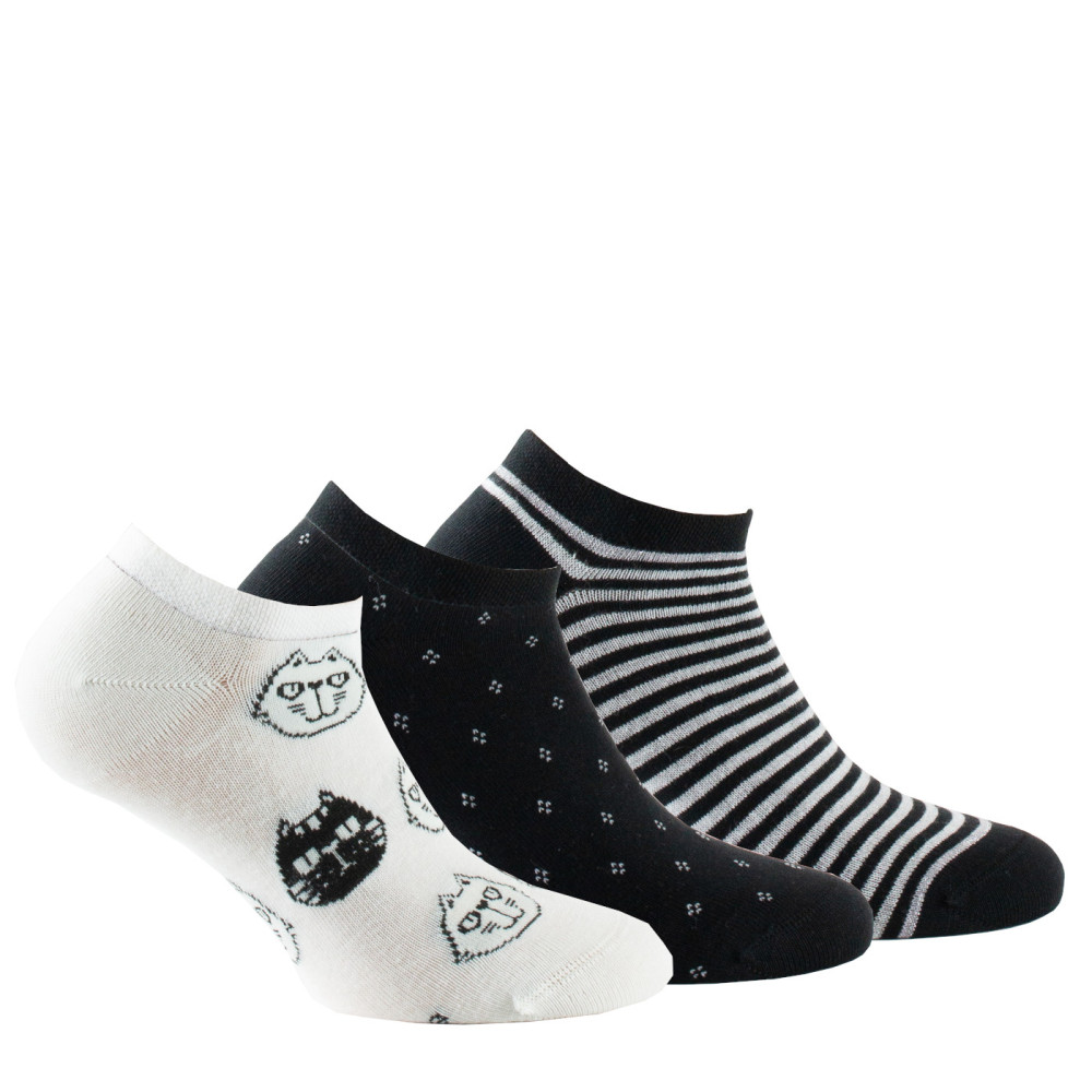 Lot de 3 paires d'invisibles assorties en coton, KINDY