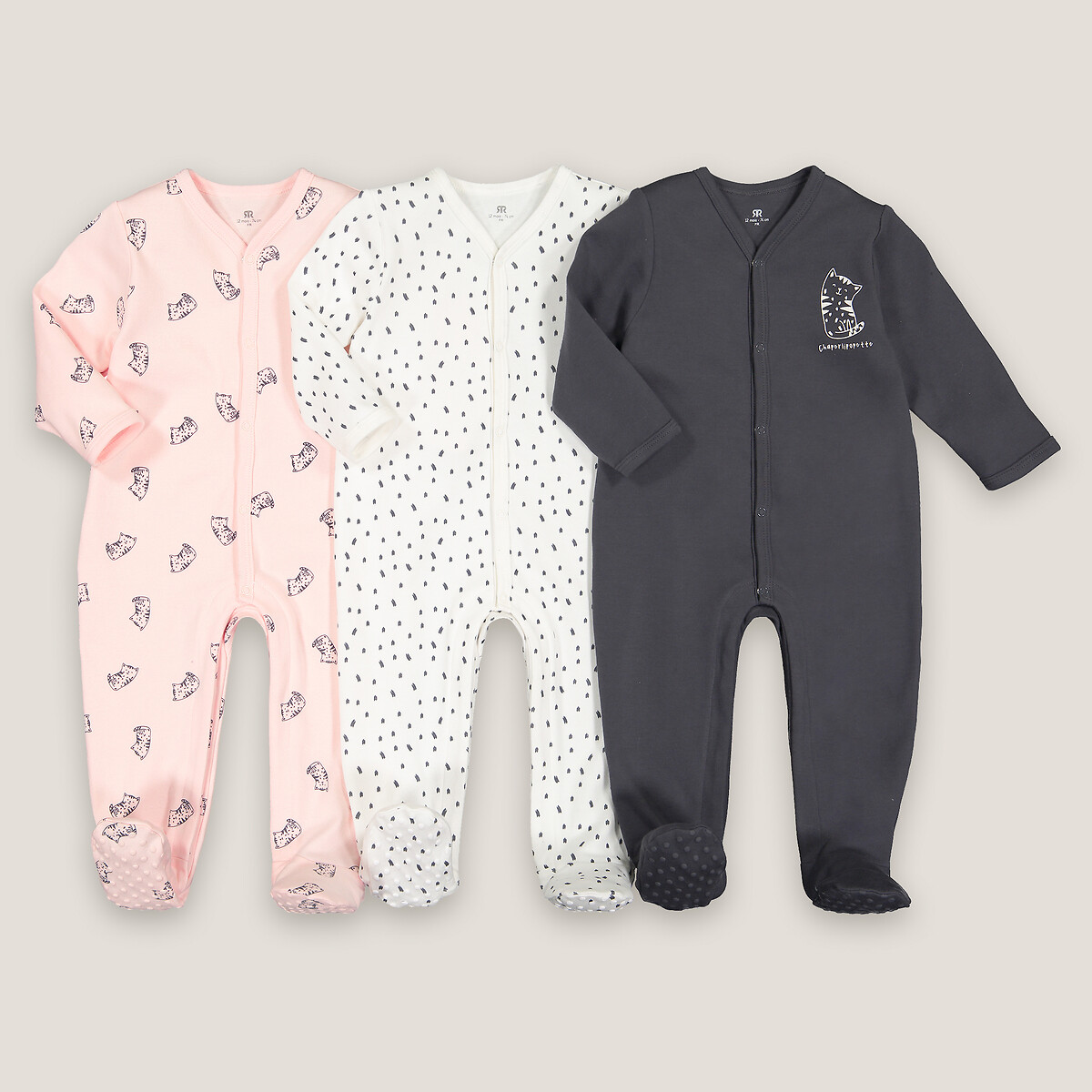 Baby Sleepsuit 3 Pack Girl Sleepsuit BABYGROWS 100% coton 