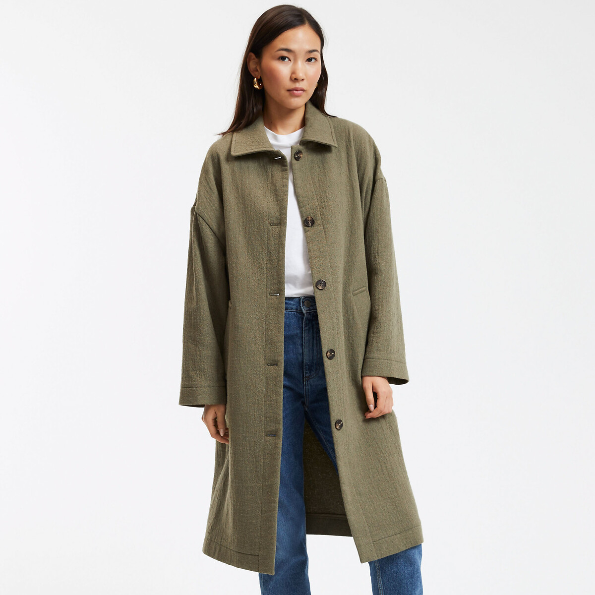 Oversized jas met knoopsluiting