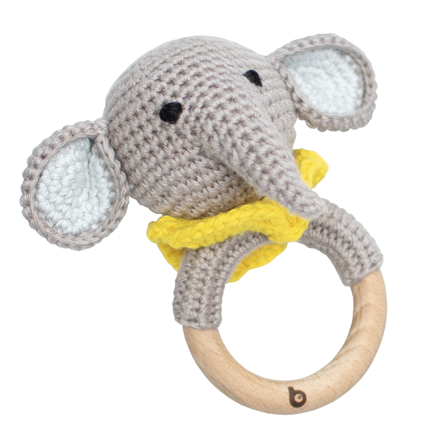 Hochet en coton tricot et bois naturel SENSO, SEVIRA KIDS
