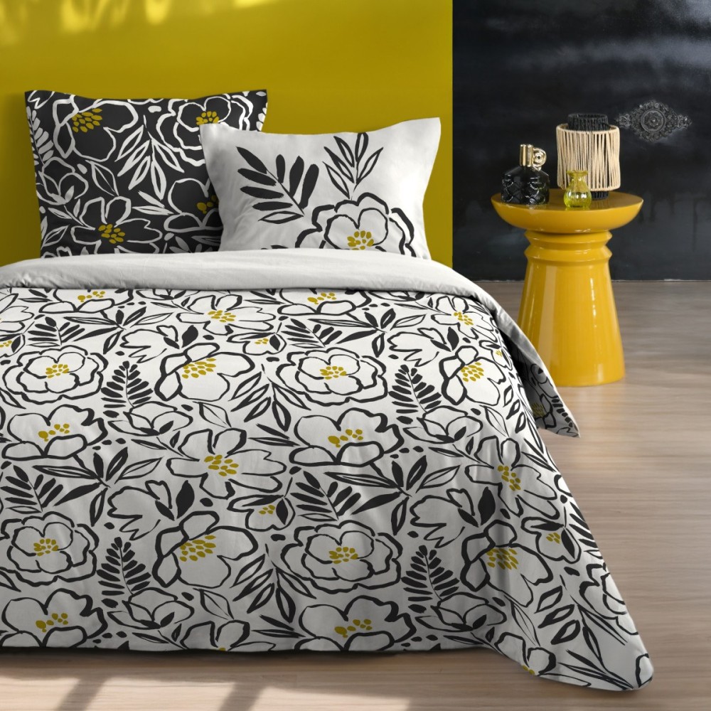 Housse de couette 260x240 finition rabat + 2 taies coton 57 fils, DECORATIE