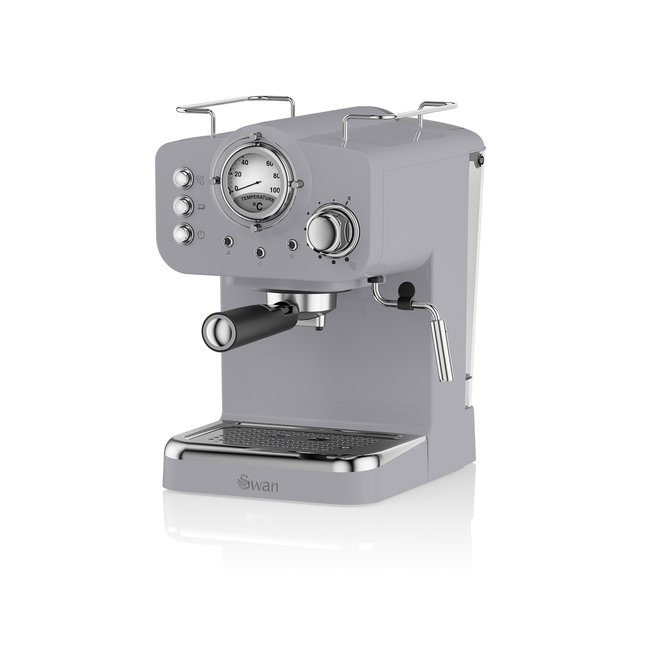 Retro Pump Espresso Coffee Machine - Grey, grey, SWAN