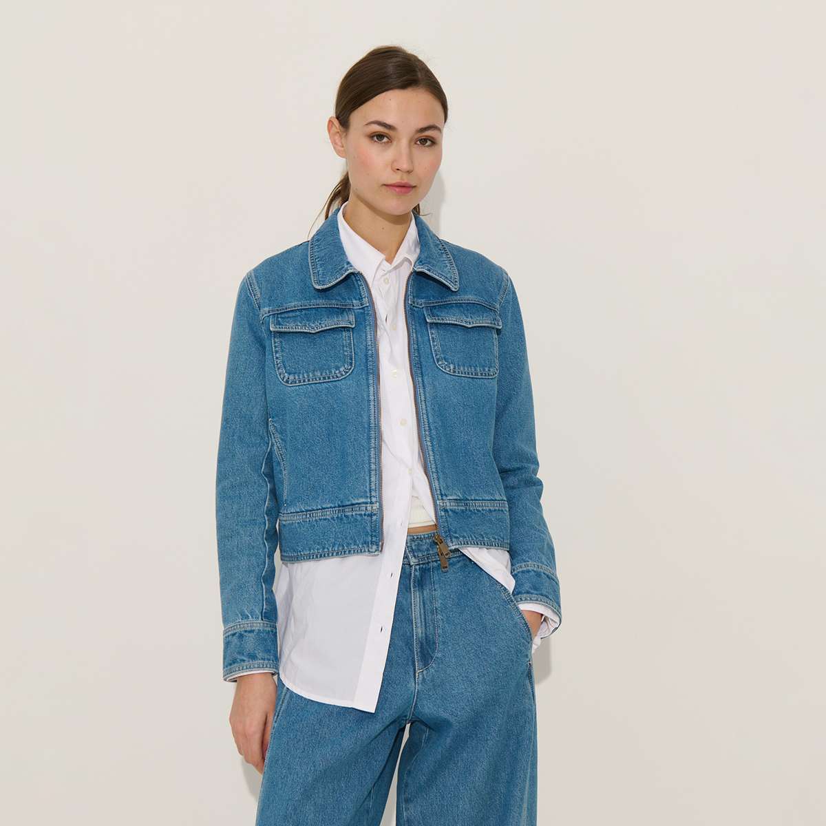 Veste courte zippée manches longues en coton PASCAL, BENSIMON