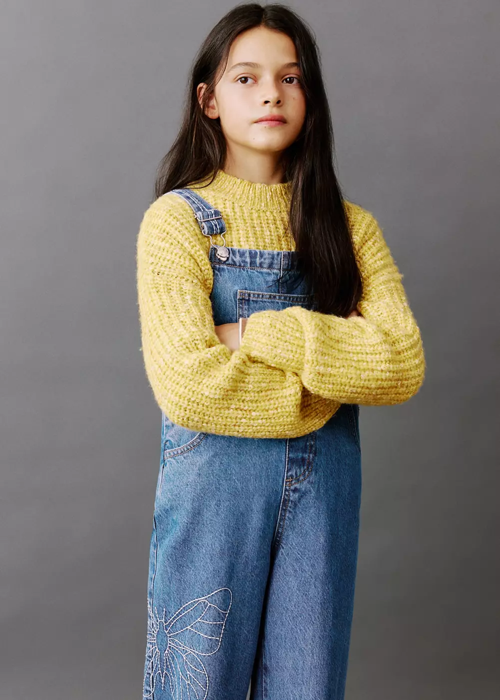 Salopette jean papillons brodés, MANGO KIDS