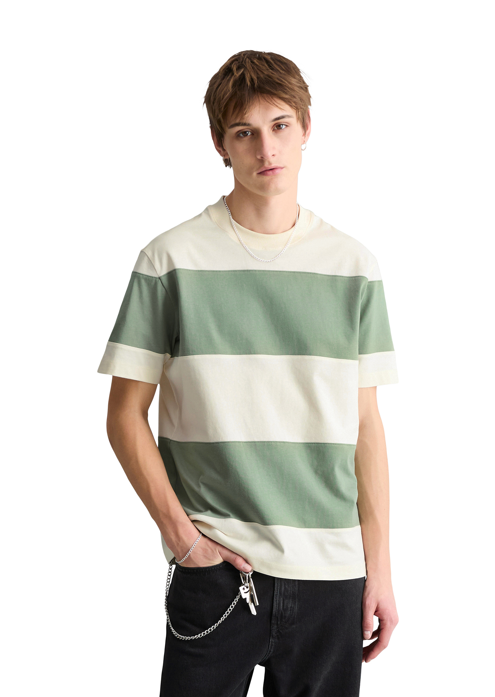 T-shirt relaxed avec des rayures en bloc cut-&-sew, MARC O’POLO DENIM