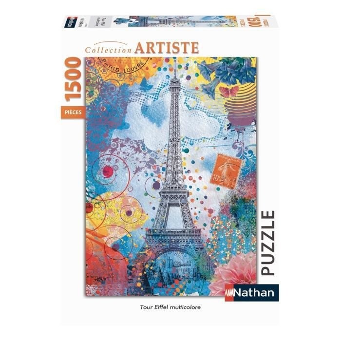 Nathan- Puzzle N 1500 P - Tour Eiffel Multicolore, NATHAN