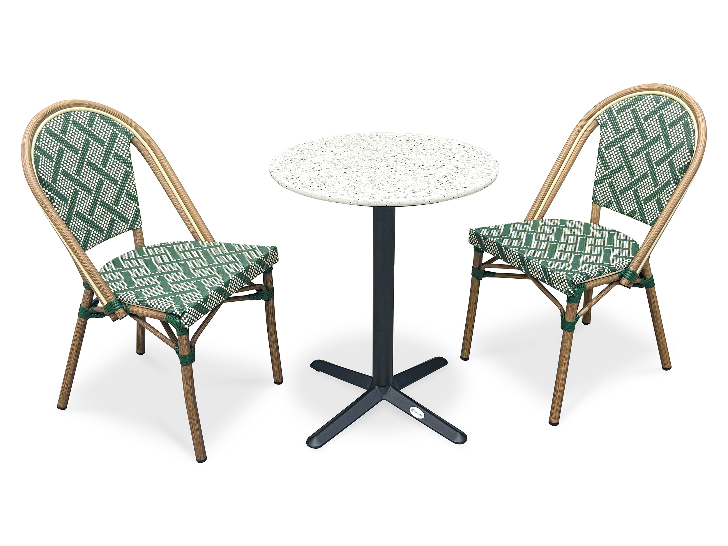 Ensemble repas de jardin en acier et plateau rond terrazzo BISTRO, DCB GARDEN