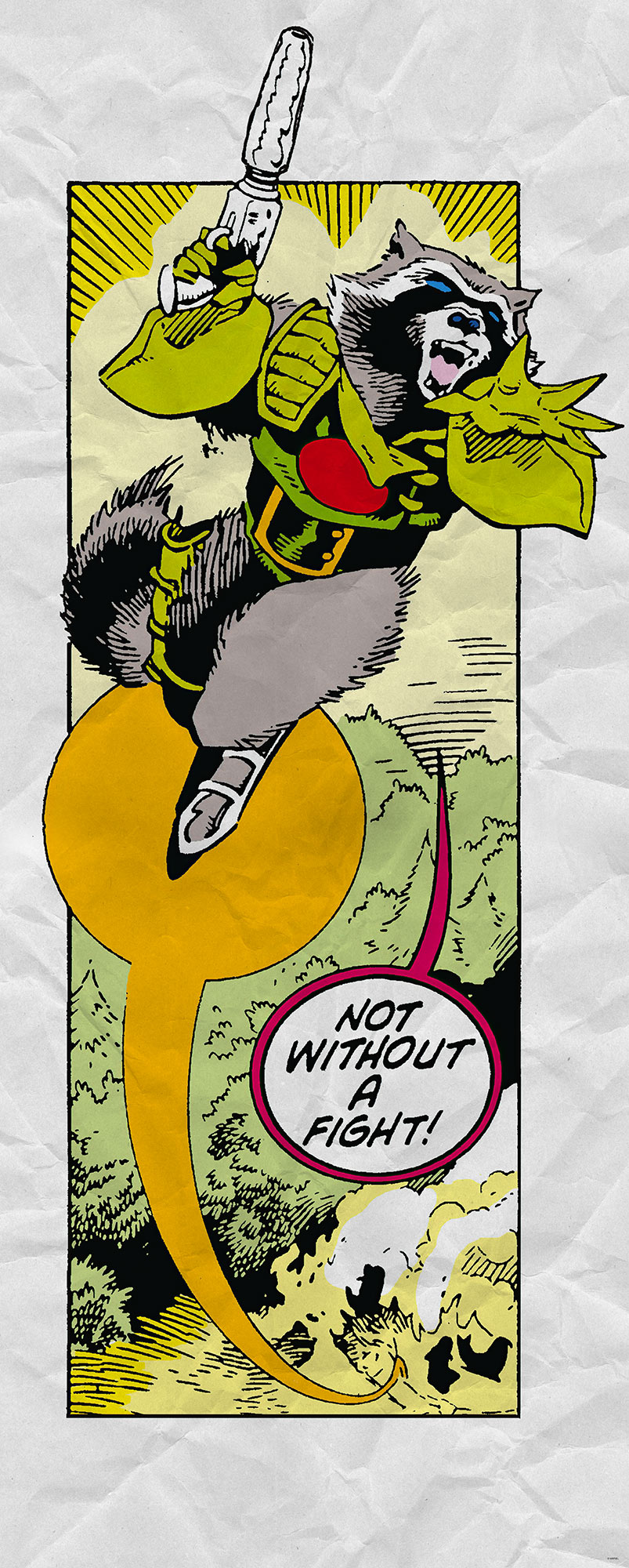 Papier peint Komar - Guardians Retro Comic Rocket Raccoon - 100 x 250 cm, HEXOA
