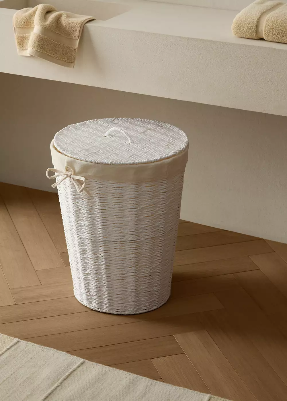 Grand panier à linge en papier tressé rond, MANGO HOME