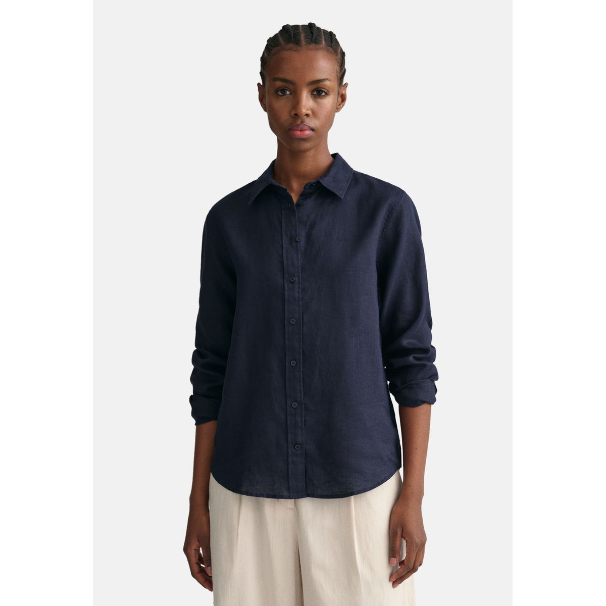 Chemise femme lin bleu marine La Redoute