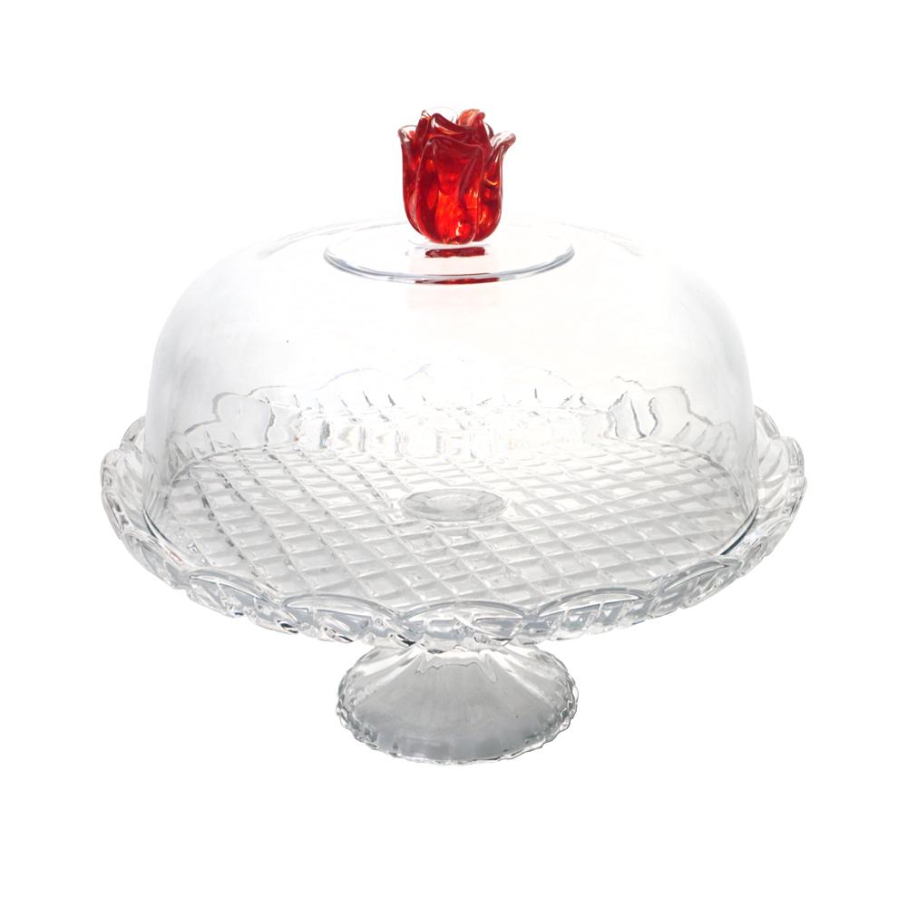 Cloche sur pied Rose en verre 30 cm, TABLE PASSION