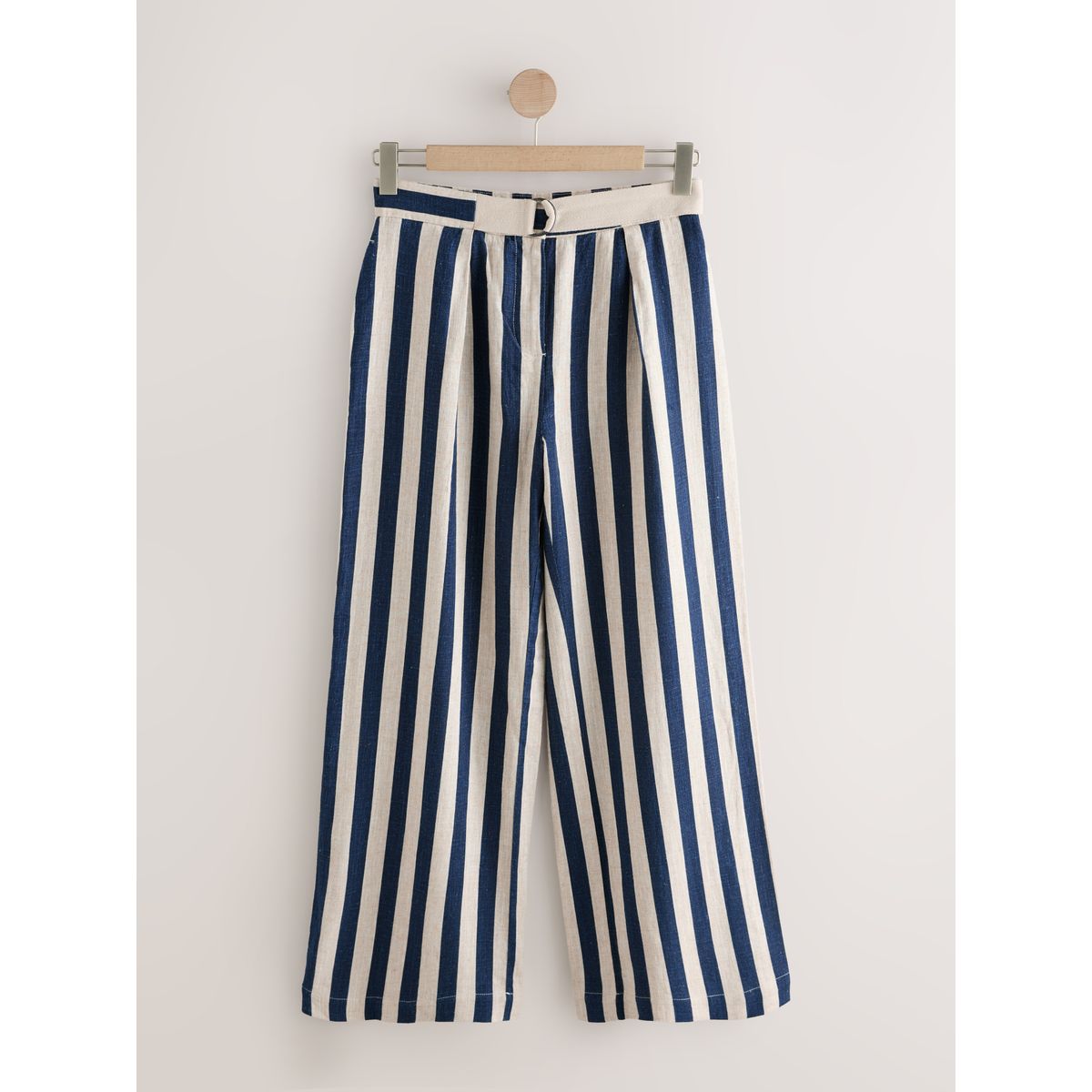 Pantalon large en lin mélangé avec ceinture, NEXT