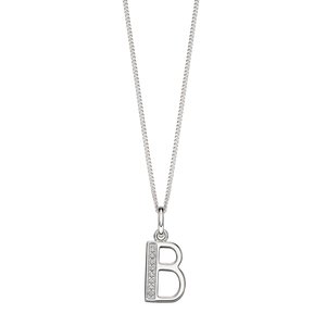 Sterling Silver Art Deco Initial 'B' Pendant with Cubic Zirconia Stone Detail BEGINNINGS image