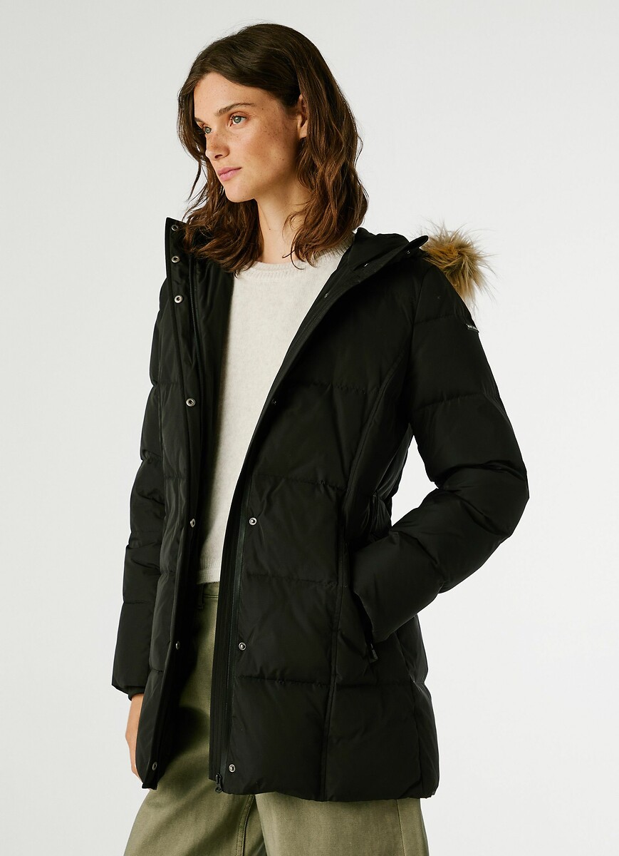 Sarah Belted Padded Jacket with Hood, PEPE JEANS