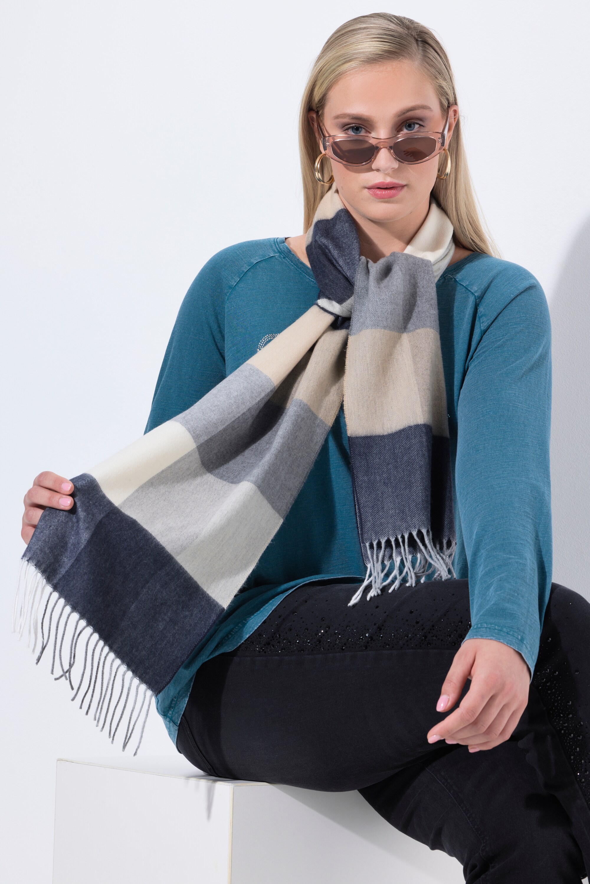 Foulard à carreaux et franges, ULLA POPKEN