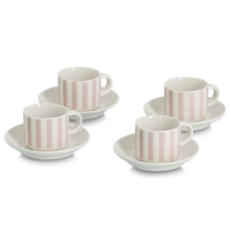 Tasses à espresso soucoupe porcelaine  set de 4, ZELLER PRESENT