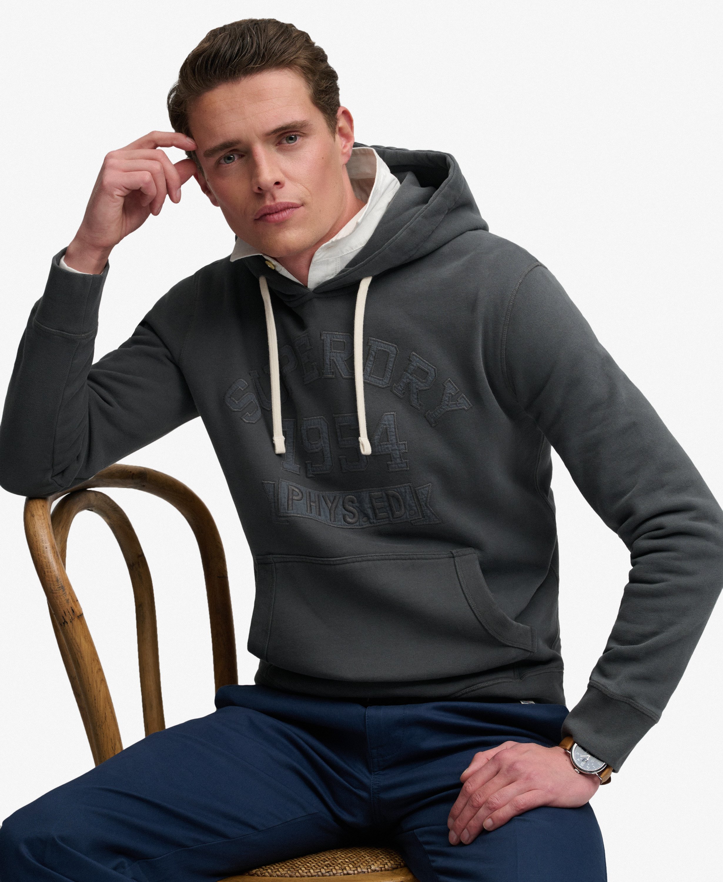 Sweat à capuche Tonal Applique coupe décontractée, SUPERDRY
