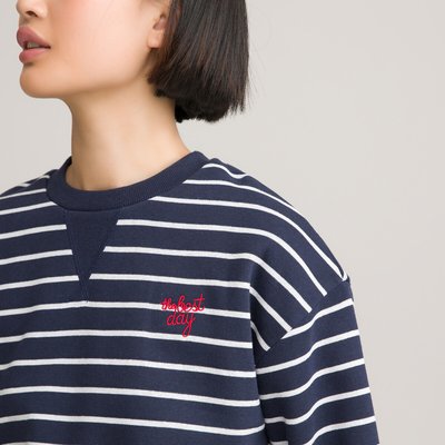 Breton Striped Sweatshirt in Organic Cotton Mix, 10-18 Years LA REDOUTE COLLECTIONS