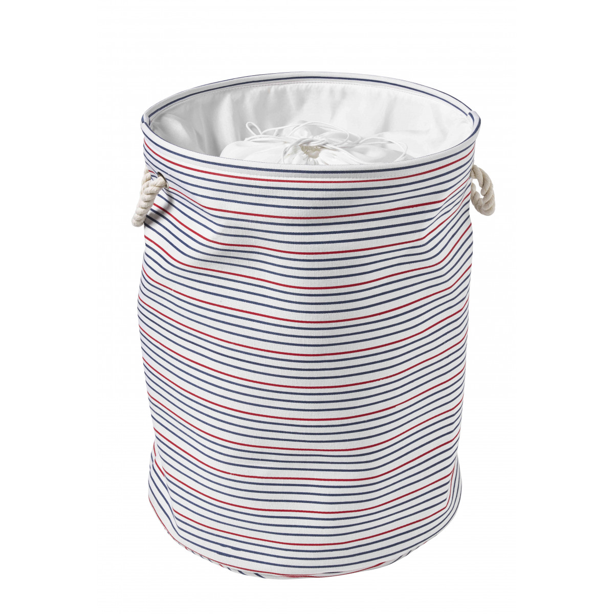 Panier à linge pliable 60L rayé en polycoton MAGELLAN, GUY LEVASSEUR