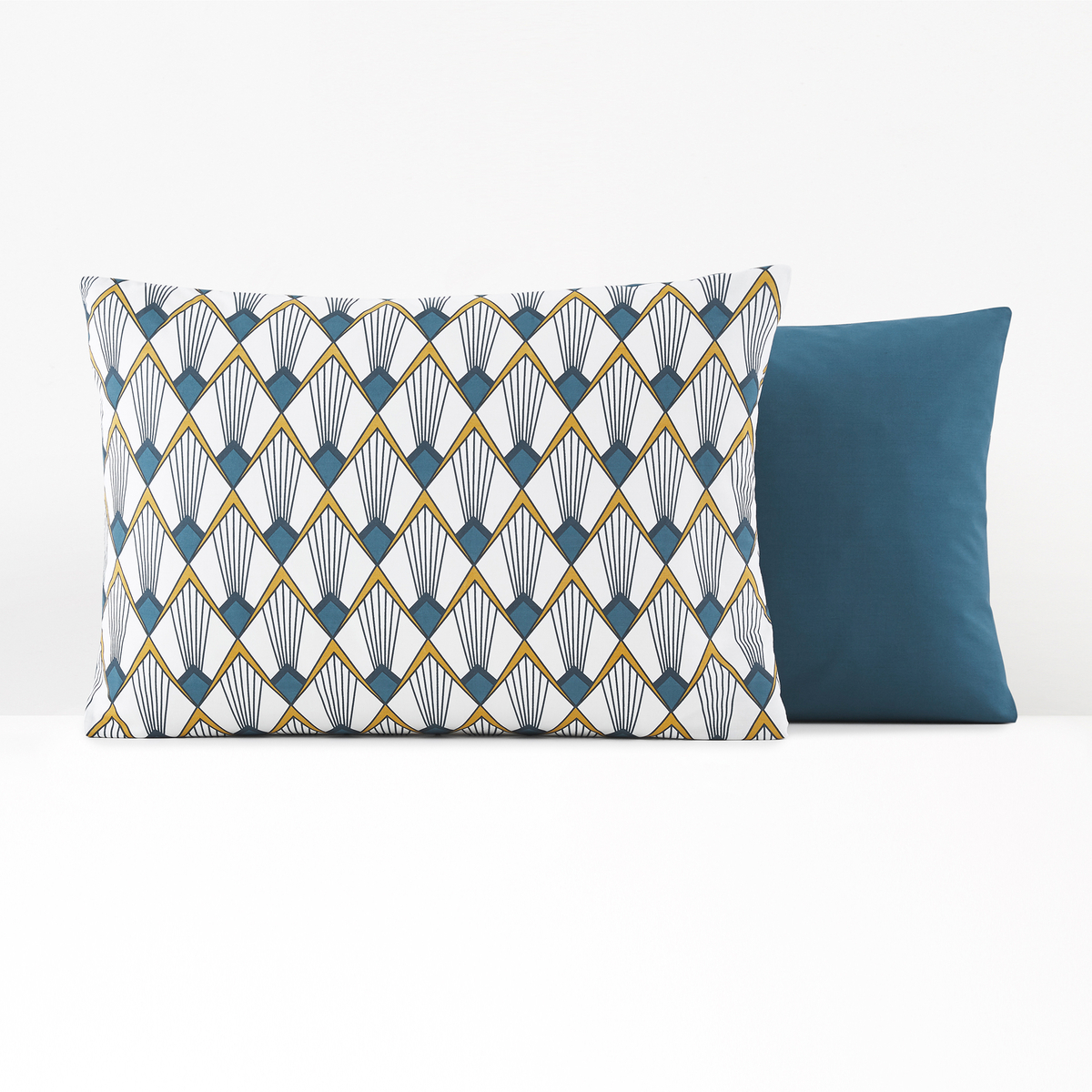 Elisa Blue Art Deco 100% Cotton Percale 180 Thread Count Pillowcase