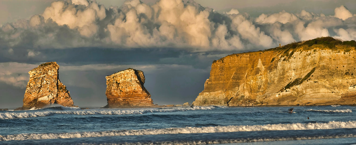 Tableau plage d'hendaye et les rochers des 2 jumeaux, HEXOA