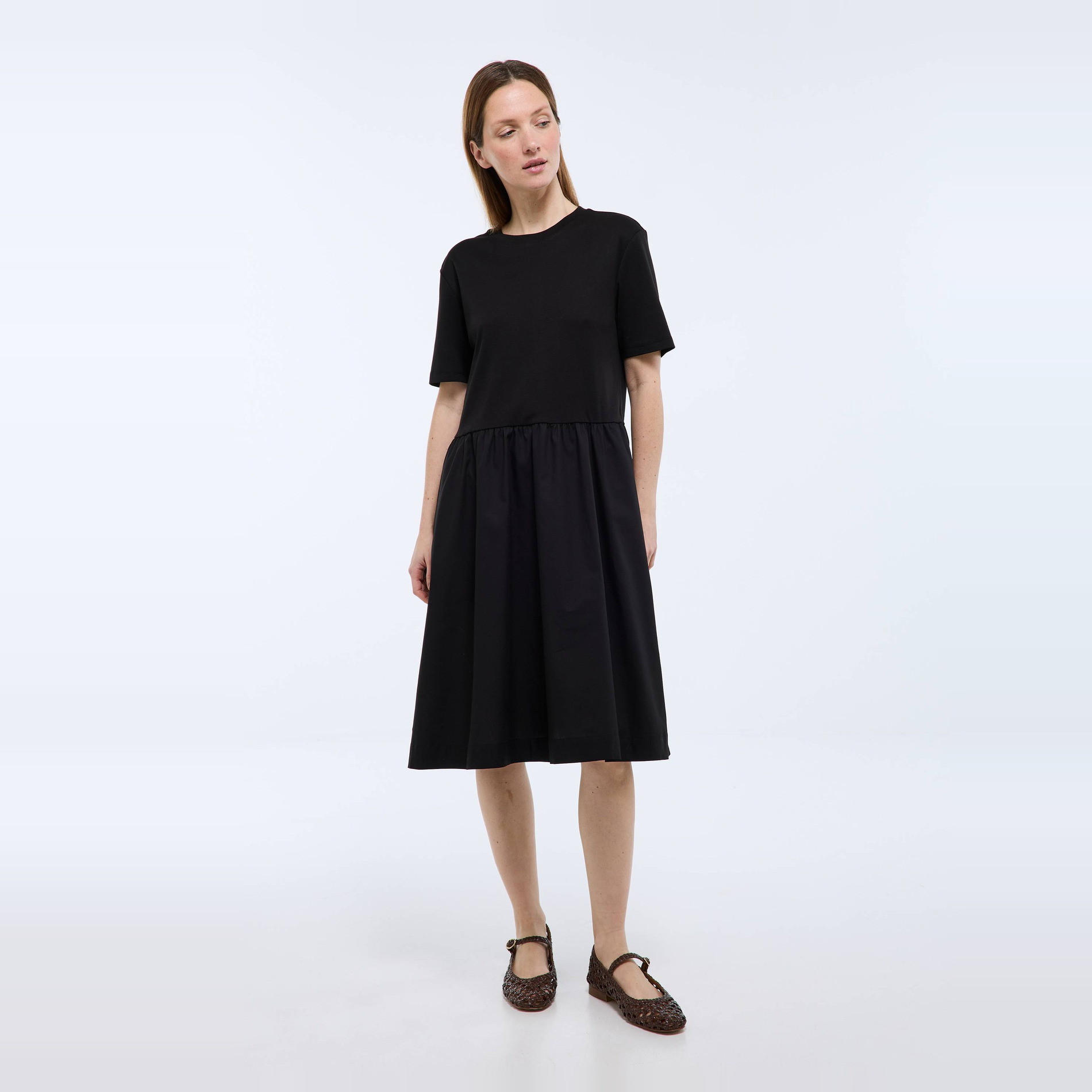 Robe courte bi-matière unie en coton BIO, MONOPRIX