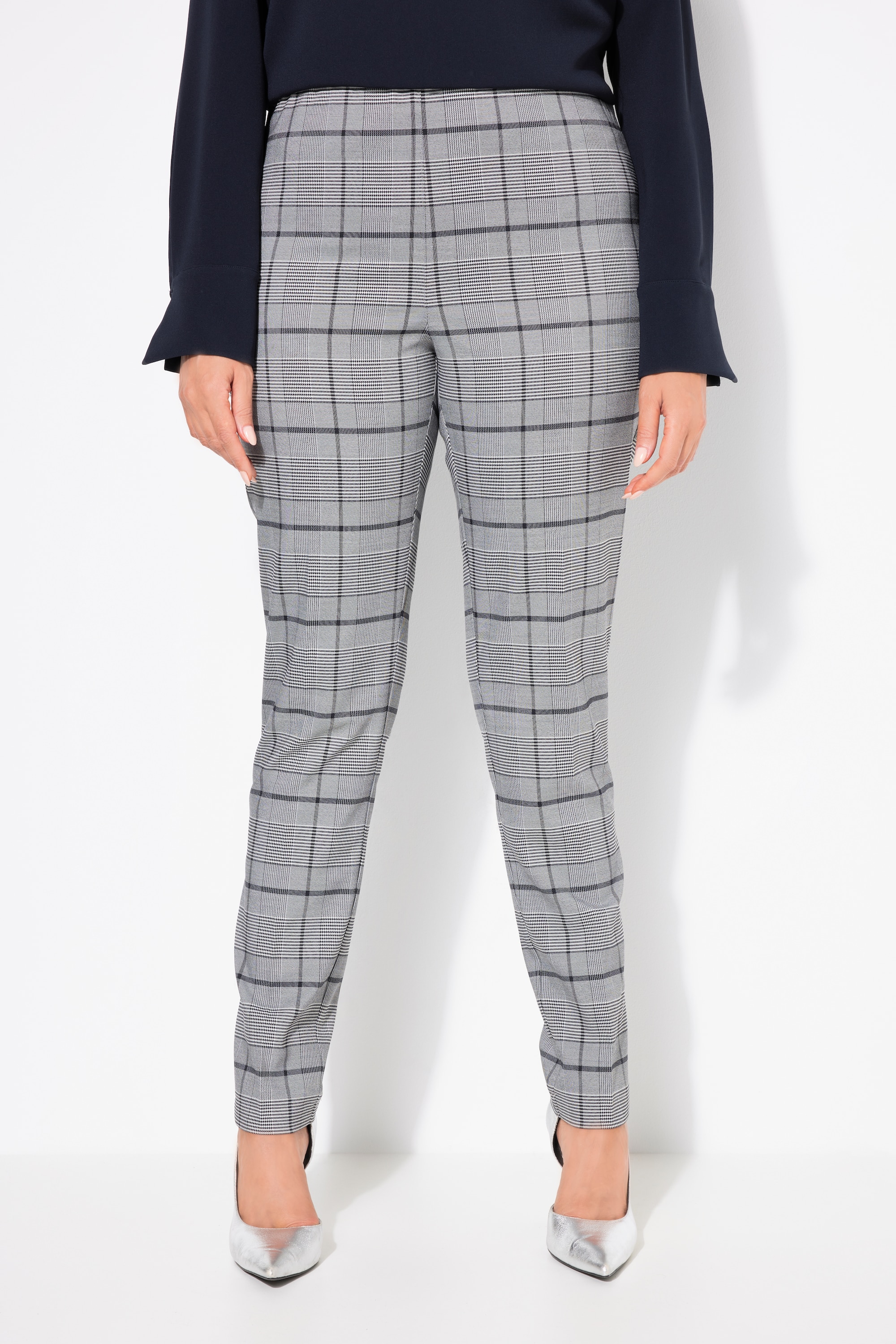 Pantalon à carreaux et pinces avec jambe, ULLA POPKEN