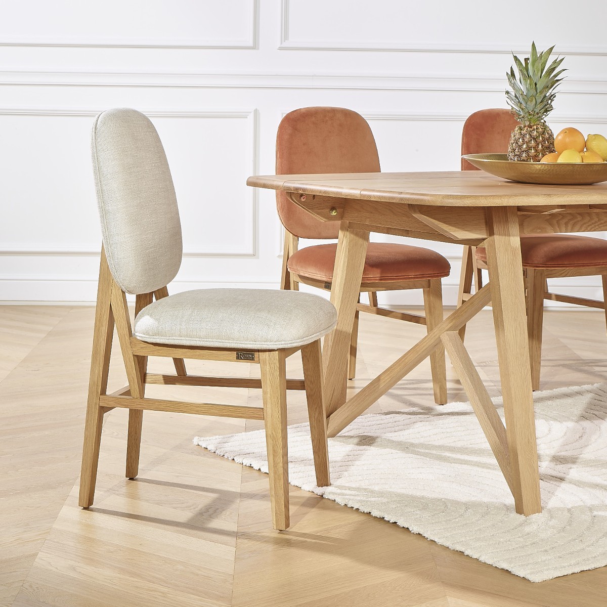 Lot de 2 chaises en chêne massif et lin premium LUCETTE, ROBIN DES BOIS