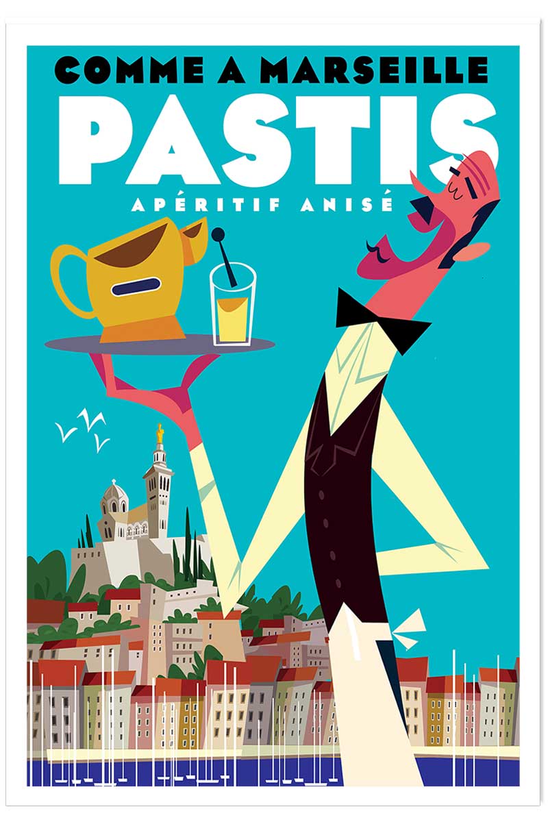 Poster un pastis sur le vieux port, HEXOA